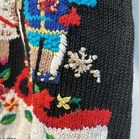 Vintage Toy Solider Teddy Bear Woven Knit crewneck pullover sweater medium - Picture 6 of 8